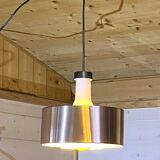 Wide staff luchten pendant lamp in glass and metal, germany, 1980s