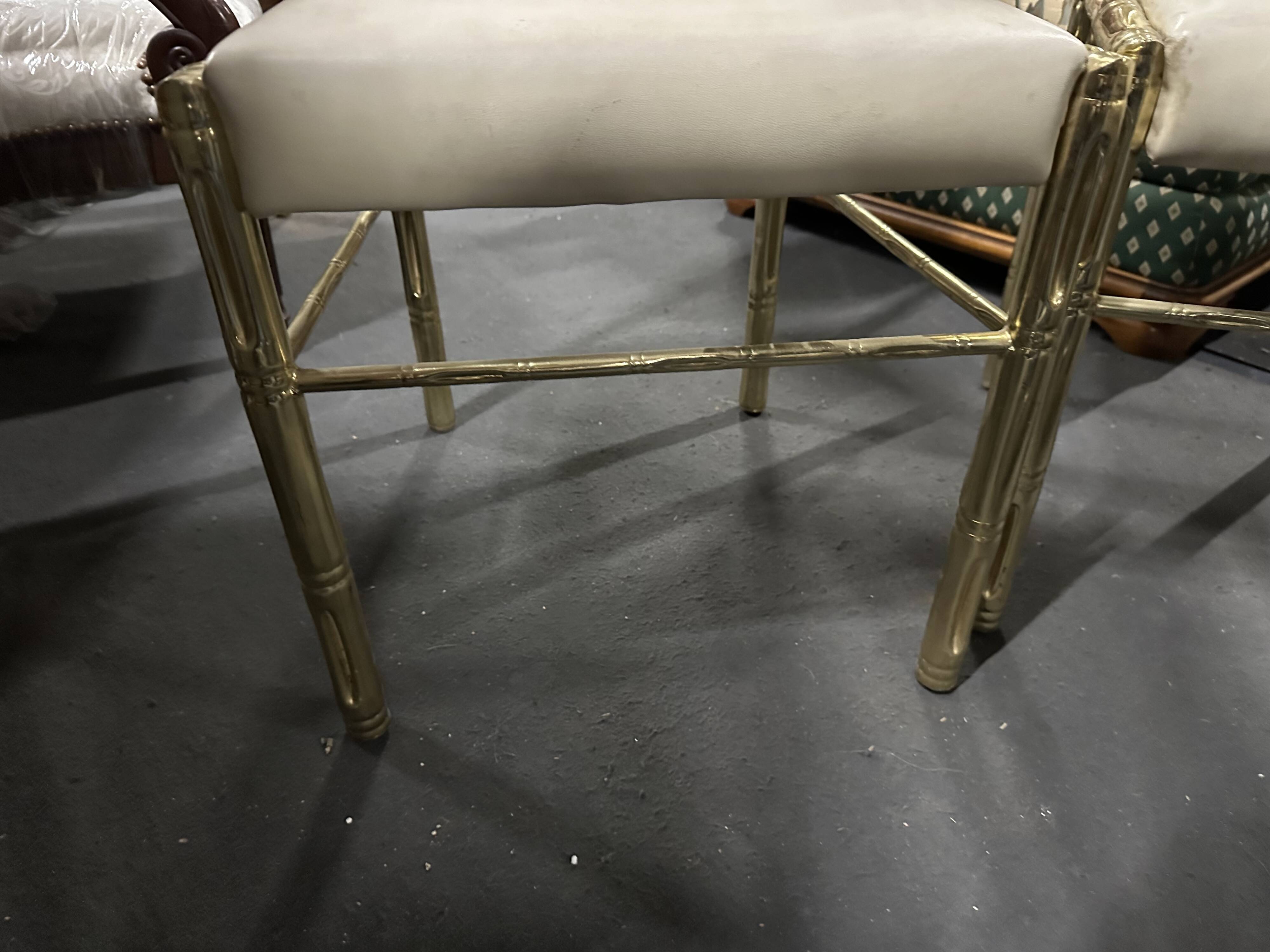 Set of 6 Bamboo chairs in brass 1980