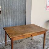 Old rustic farm table, one drawer - 1m30