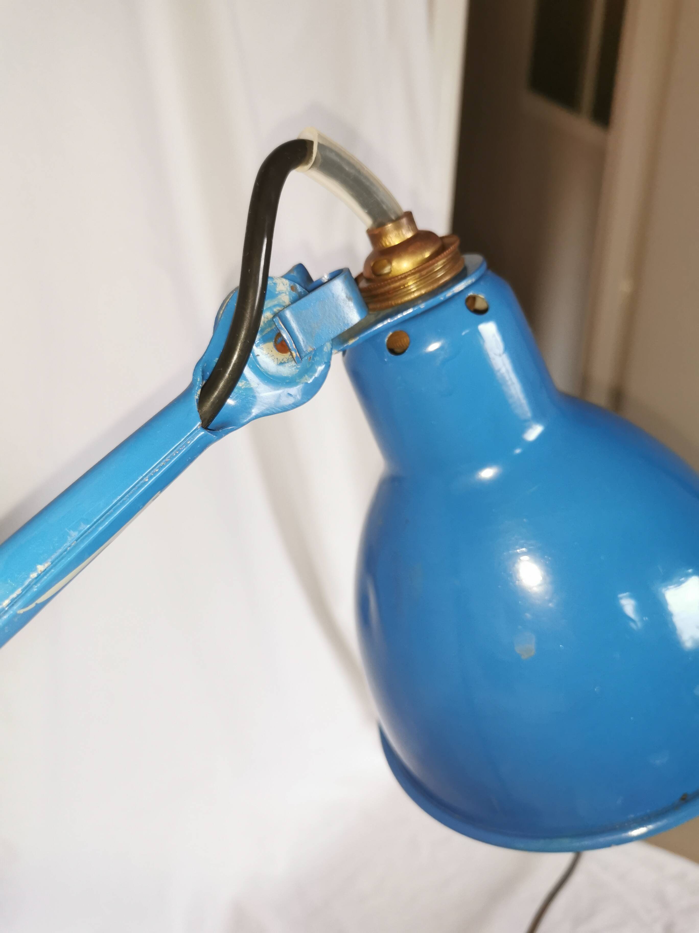 RAVEL articulated lamp, model 205 blue, Bernard Albin Gras, Clamart, France, 1932