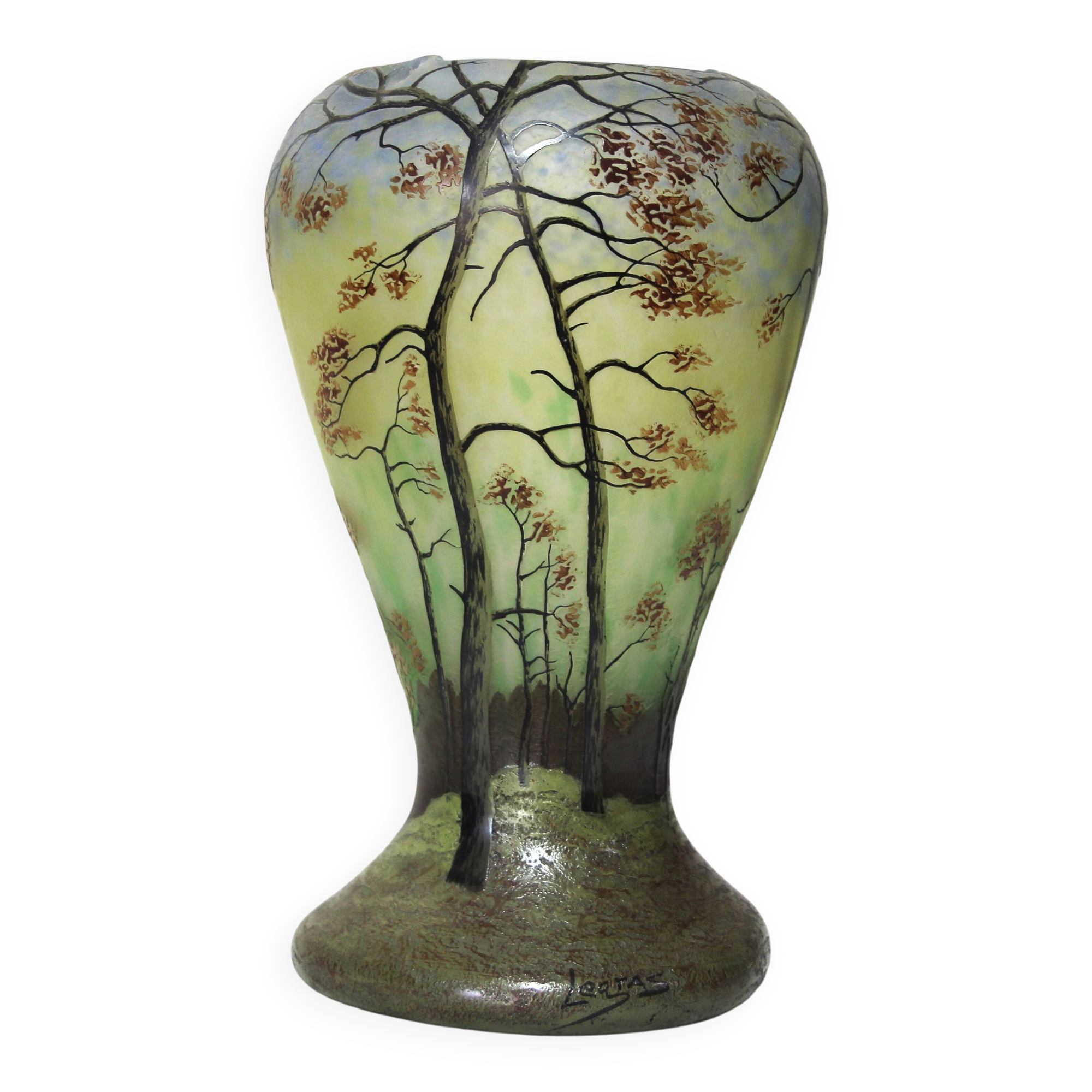 Diabolo vase art nouveau legras – h 23cm