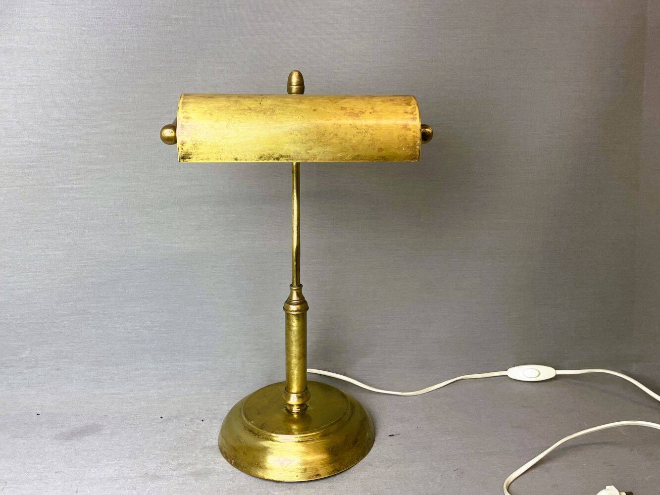 Portuguese brass bankers desk table lamp 1940s