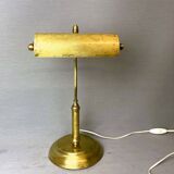 Lampe de table de bureau de banquier portugais en laiton 1940
