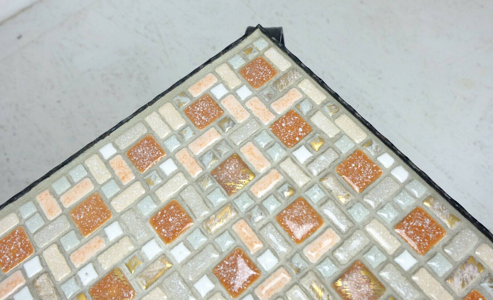 1960s side table mid century mosaic plant stand with wrought iron frame