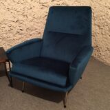Pair of chairs of Guy Besnard in blue velvet