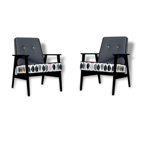 Chair completely renovated vintage (wood, fabric, trim).