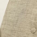 Vintage armchair rustic oak wood herringbone pattern fabric design by Chierowski