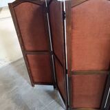4-leaf wood and leather screen