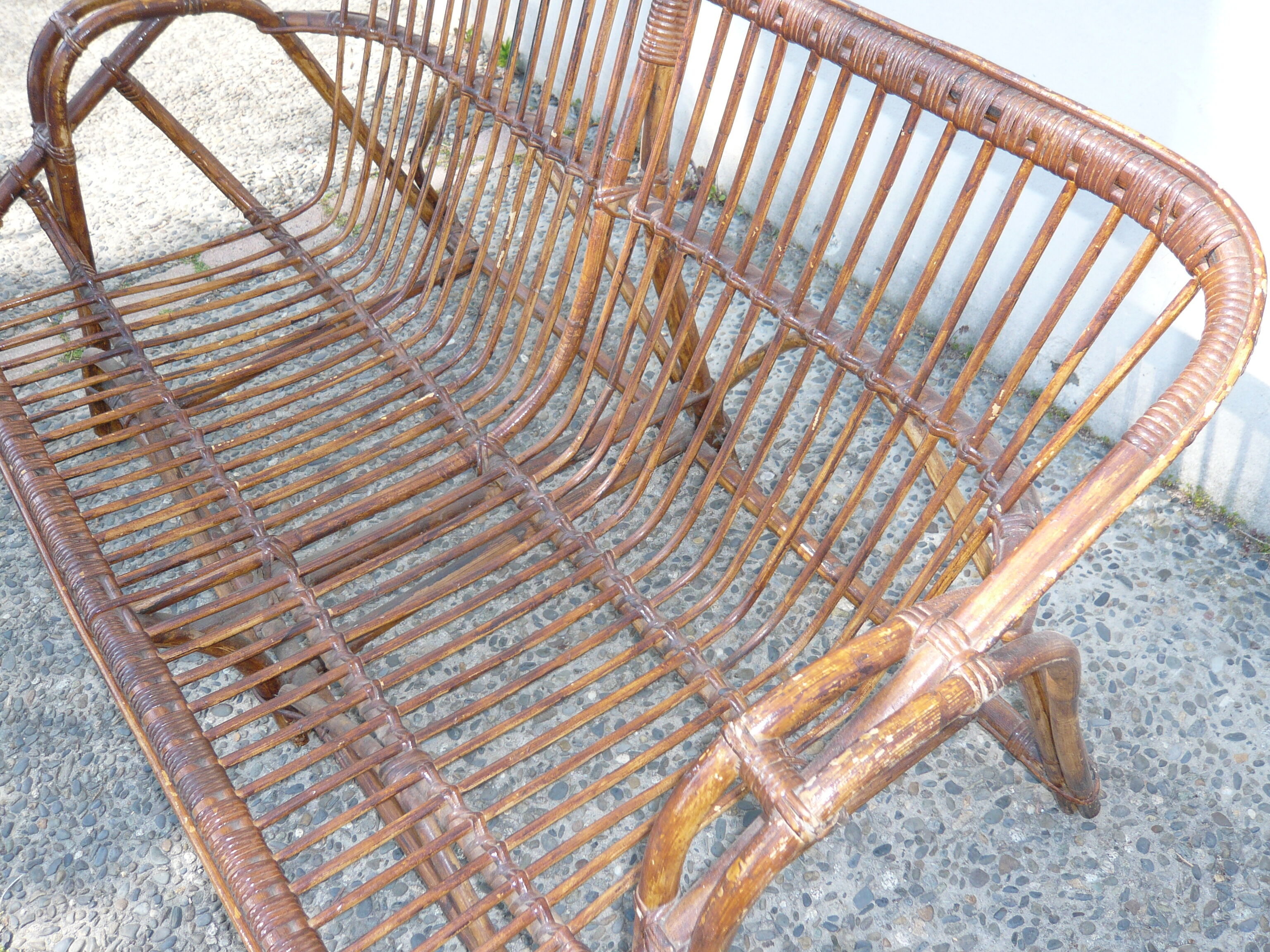 Vintage rattan bench