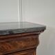 Mahogany secretary desk with marble top and interior mirror.