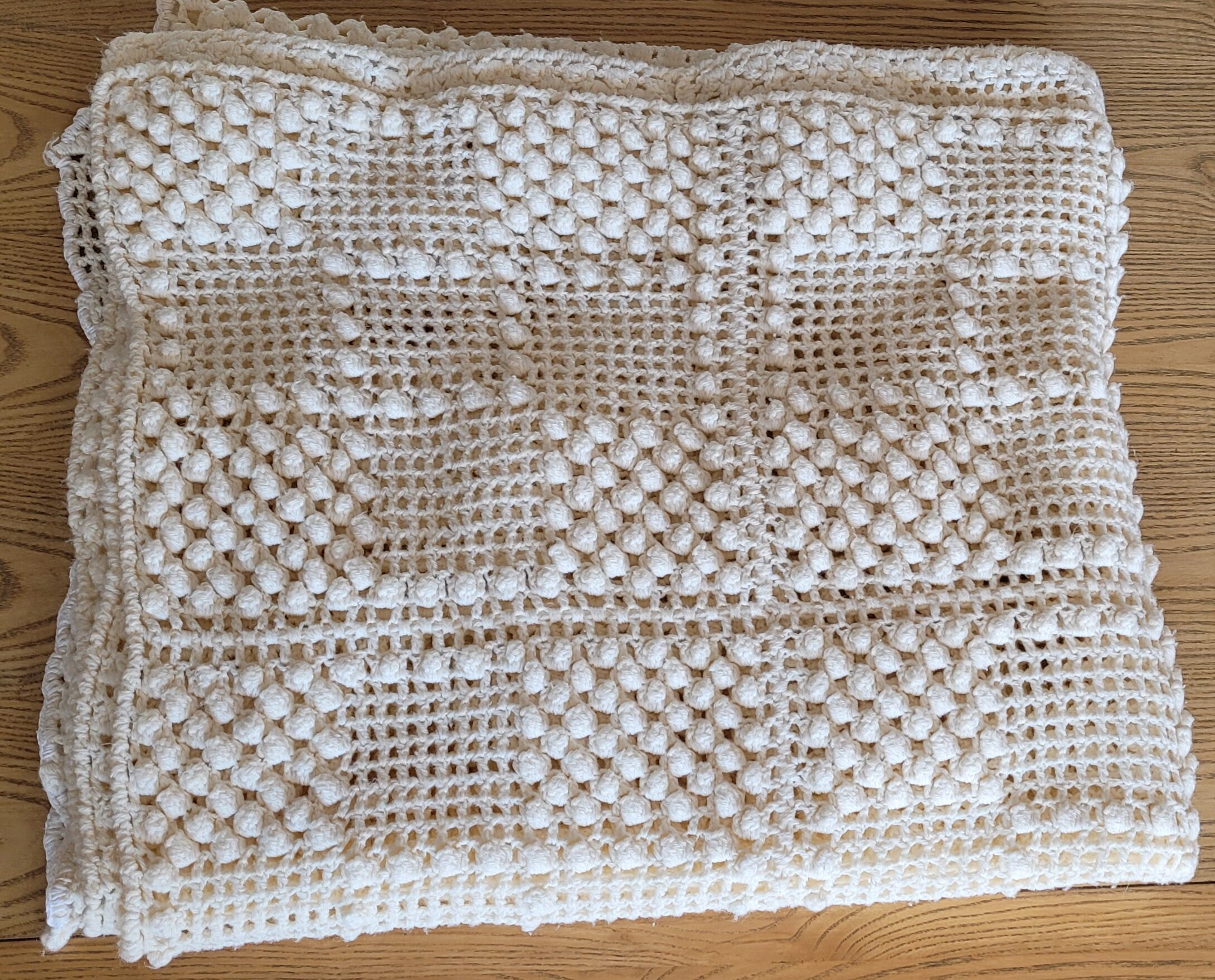 Antique crochet bed cover, 210x120cm, handmade