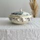 Small old vegetable soup tureen in iron earth "Les Violettes" Salins