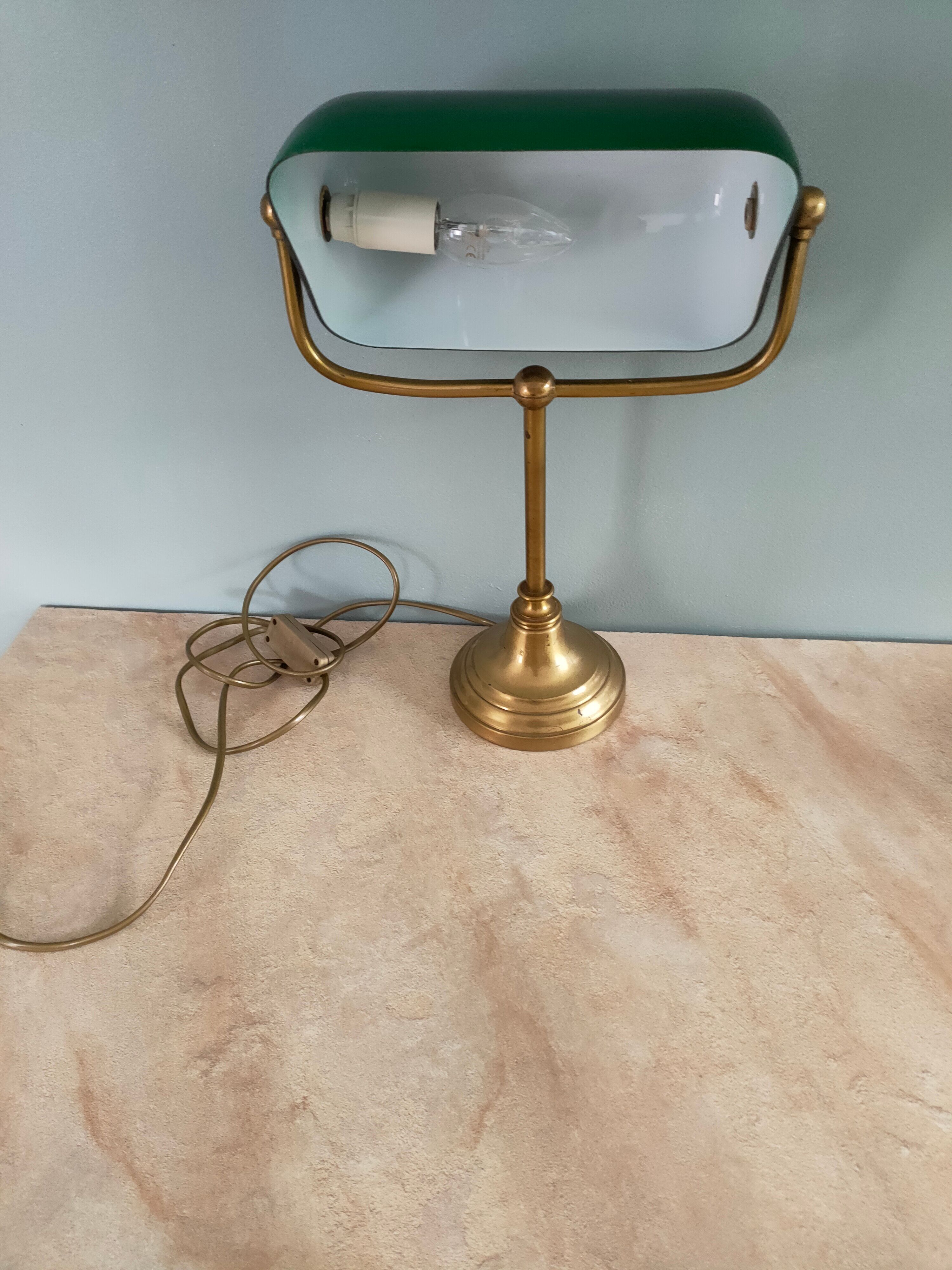 Notary lamp , banker Opaline green