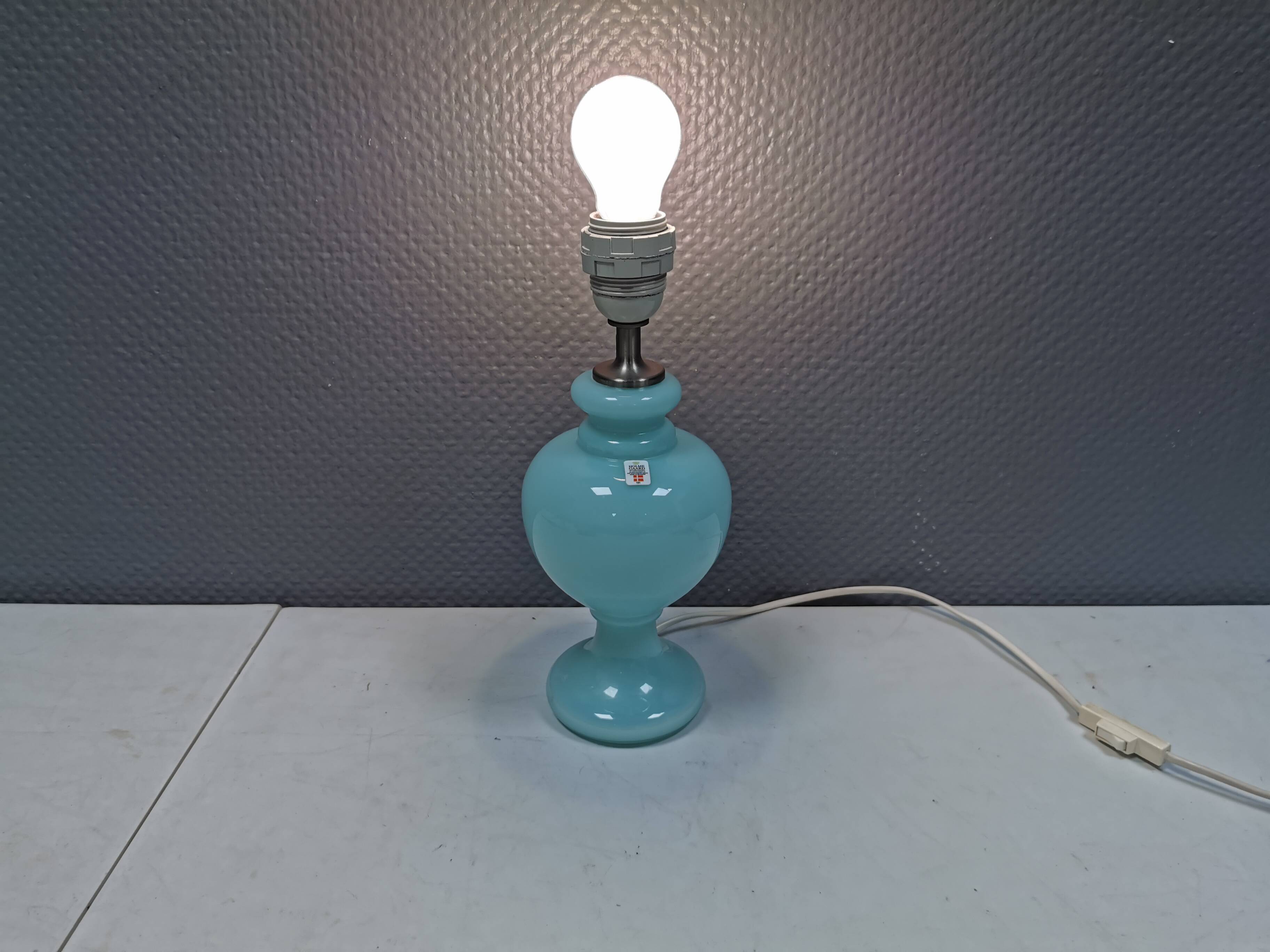 Holmegaard table lamp in Rare delicate green/mint green glass, model Florence 1989