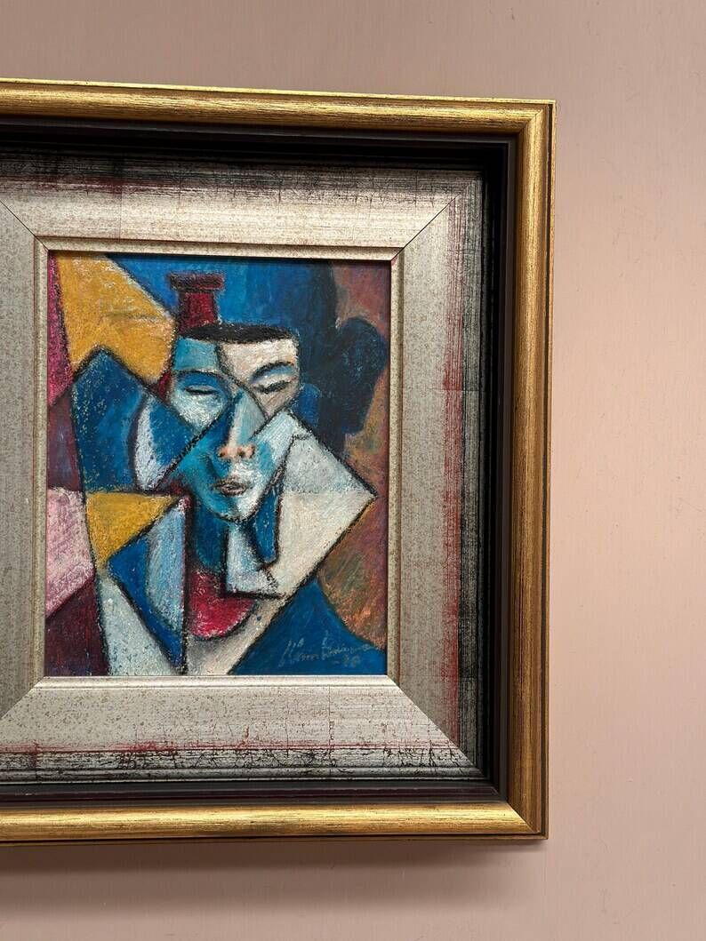 Original Finnish Oil on Panel – “Face” by Christian Immonen – Signed – Dated 1990 – Vintage & Framed