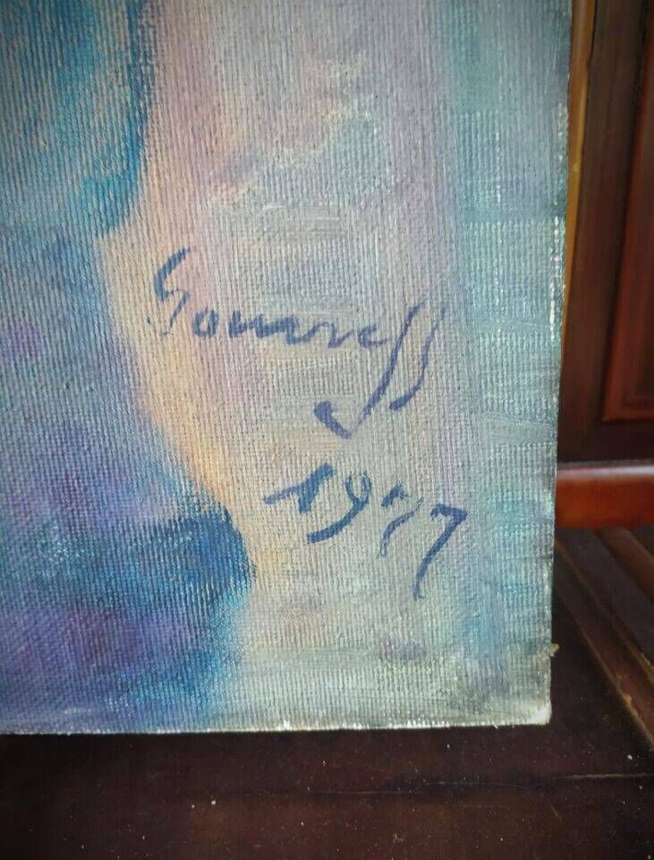 Peinture à l'huile sur toile d'un artiste français de 1977, 20e siècle