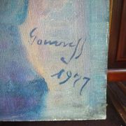 Peinture à l'huile sur toile d'un artiste français de 1977, 20e siècle