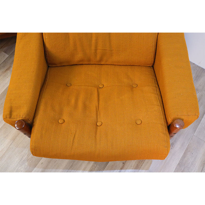 Pair of Scandinavian armchairs in teak and fabric 1960