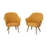 2 armchairs 1970 yellow velvet