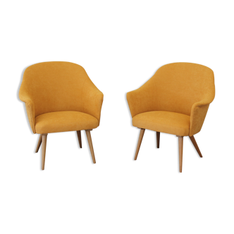 2 armchairs 1970 yellow velvet