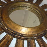 Old sun mirror gilded carved wood 50s-60s 49cm