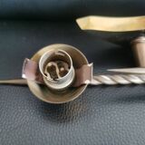 1 applique double éclairage en laiton et verre noir et doré