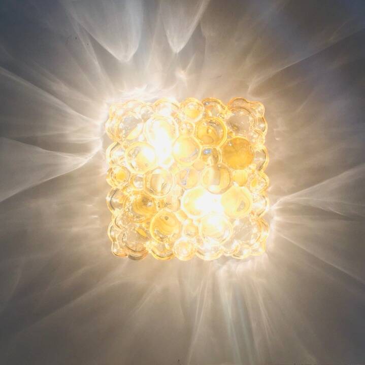 Large Amber Bubble Glass Ceiling Light/Flush Mount by Helena Tynell for Limburg, Germany, 1960s