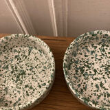 4 green speckled ramekins