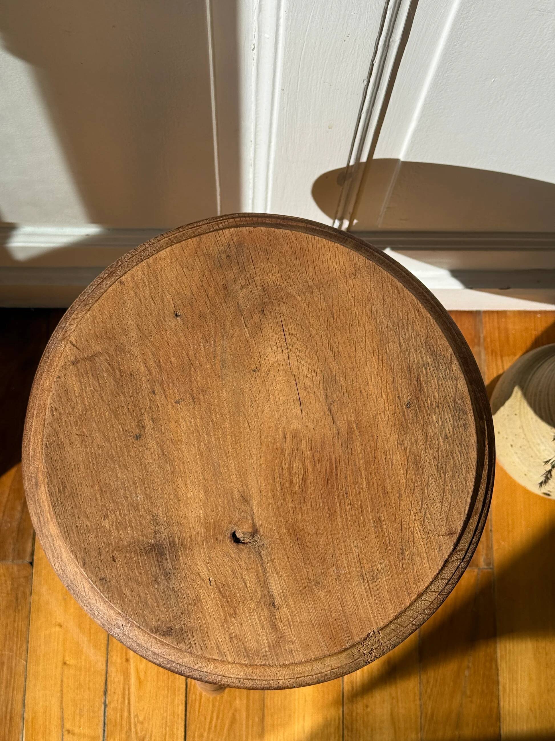 Vintage stool in raw wood