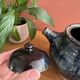 Enamelled stoneware teapot from Saint Amand en Puisaye