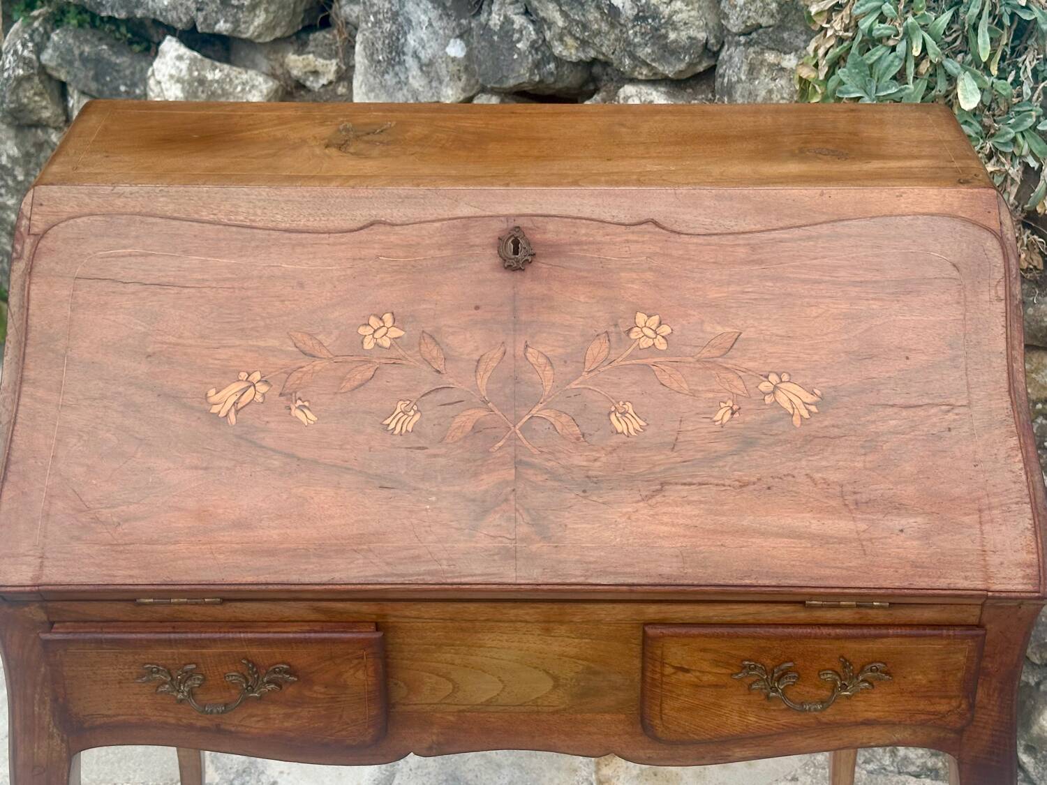 Louis XV style solid wood sloping desk.