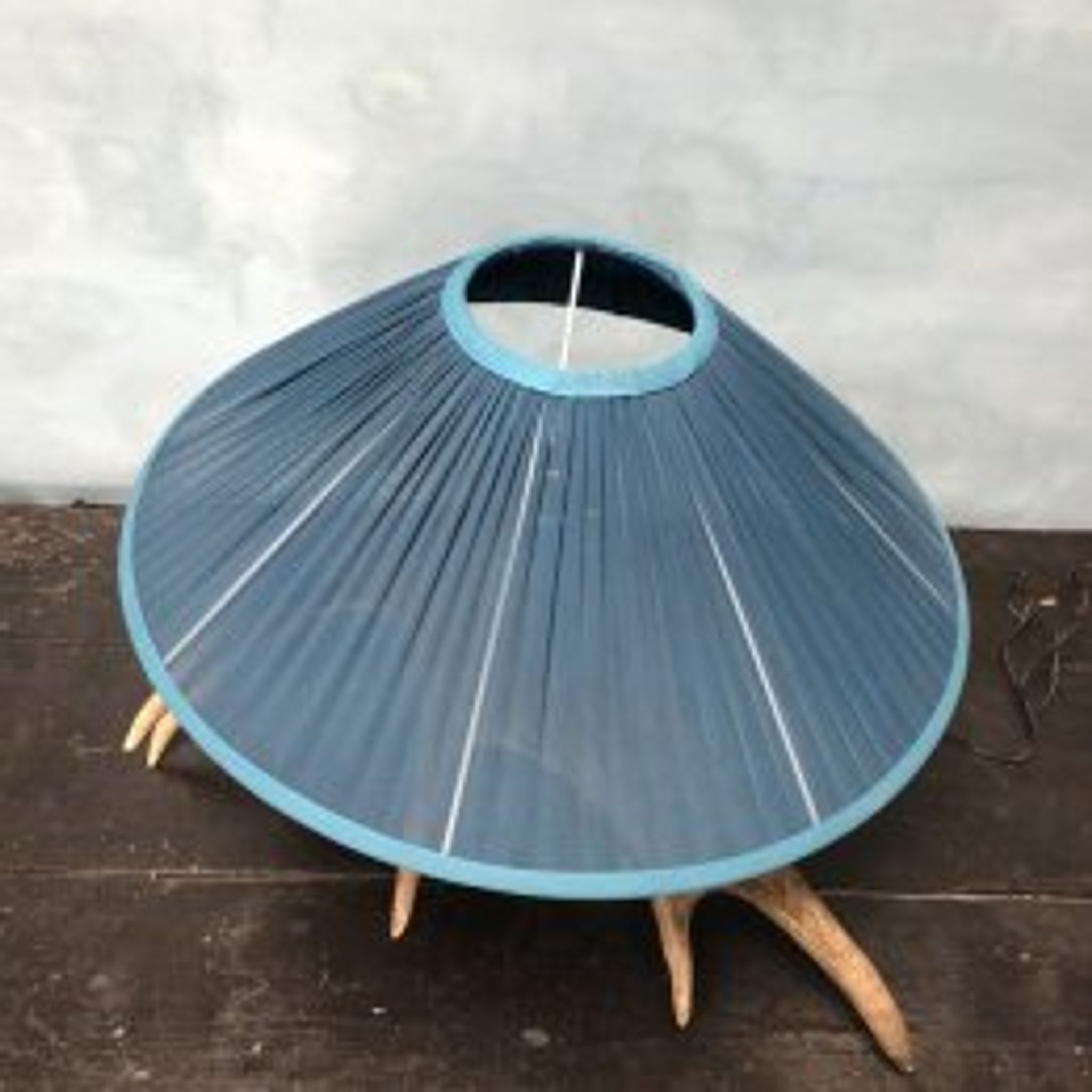 Lampe pied corne d'élan et abat jour de soie