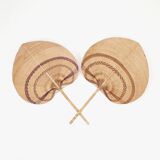 Pair of braided wicker fins, circa 1960