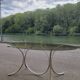 Vintage oval design table in smoked glass and chrome legs