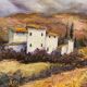 Oil painting landscape on canvas signed View of Provence
