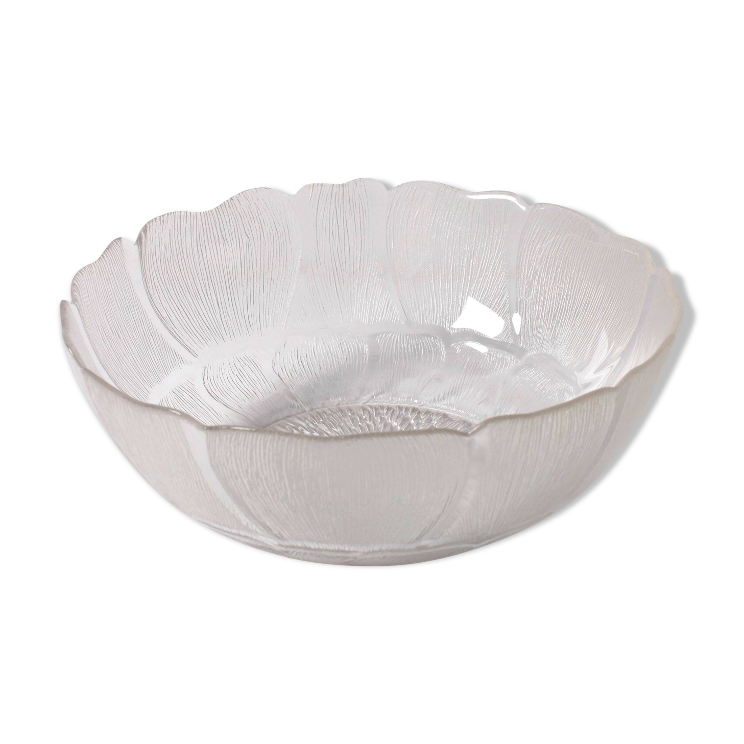 Salad Bowl Fleur, Vintage Decorative Clear Large Fruit Glass Bowl / Arcoroc