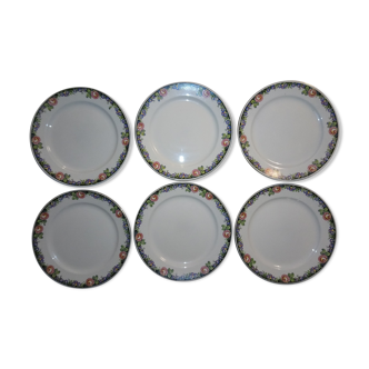 Sarreguemines Digoin dessert plates, floral pattern