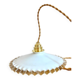 Opaline crenellated pendant light