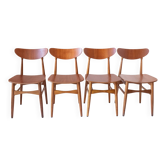 Chaises de salle à manger en bois scandinave dans le style de Hans Wegner, ensemble de 4.