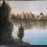 Pastel landscape "The banks of the Seine in autumn"