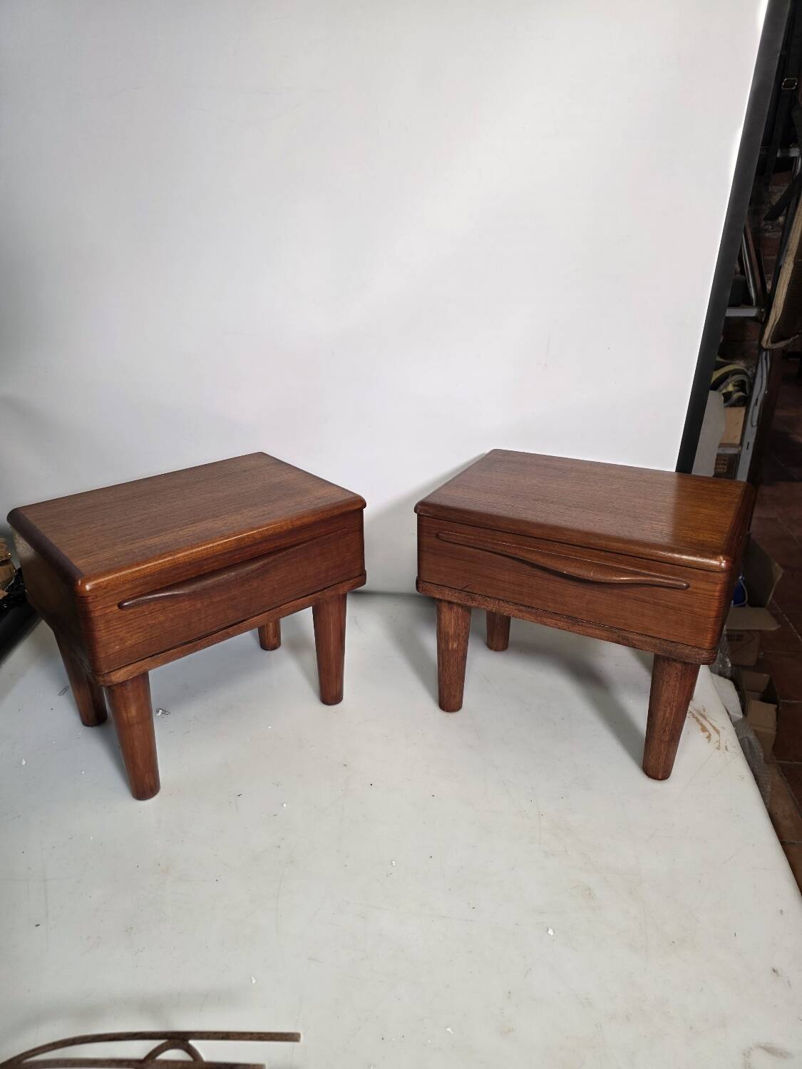 Pair of Scandinavian teak bedside tables from the 1960s.
