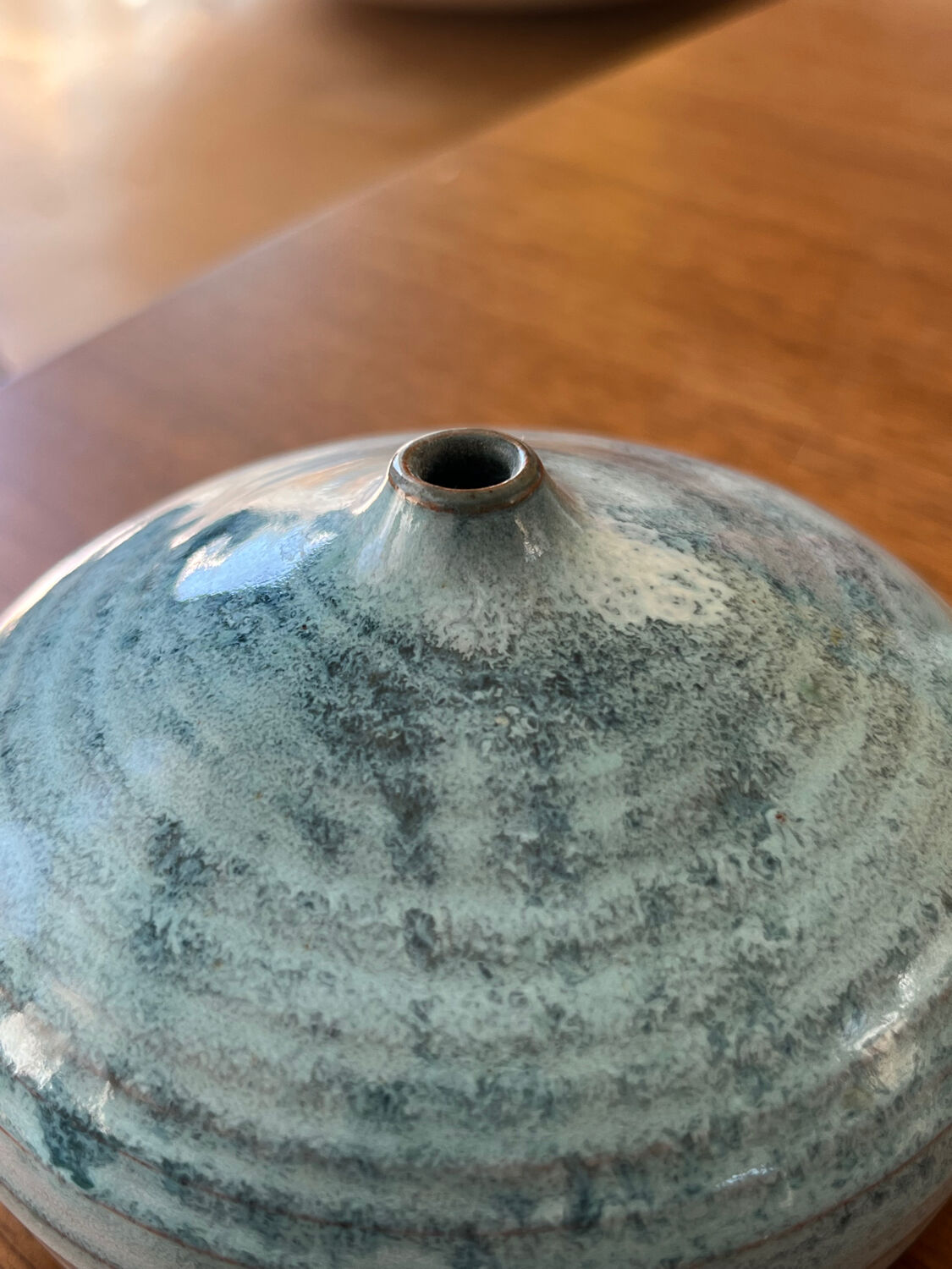 Vase, soliflore, sea urchin, ceramic, blue, to be identified.