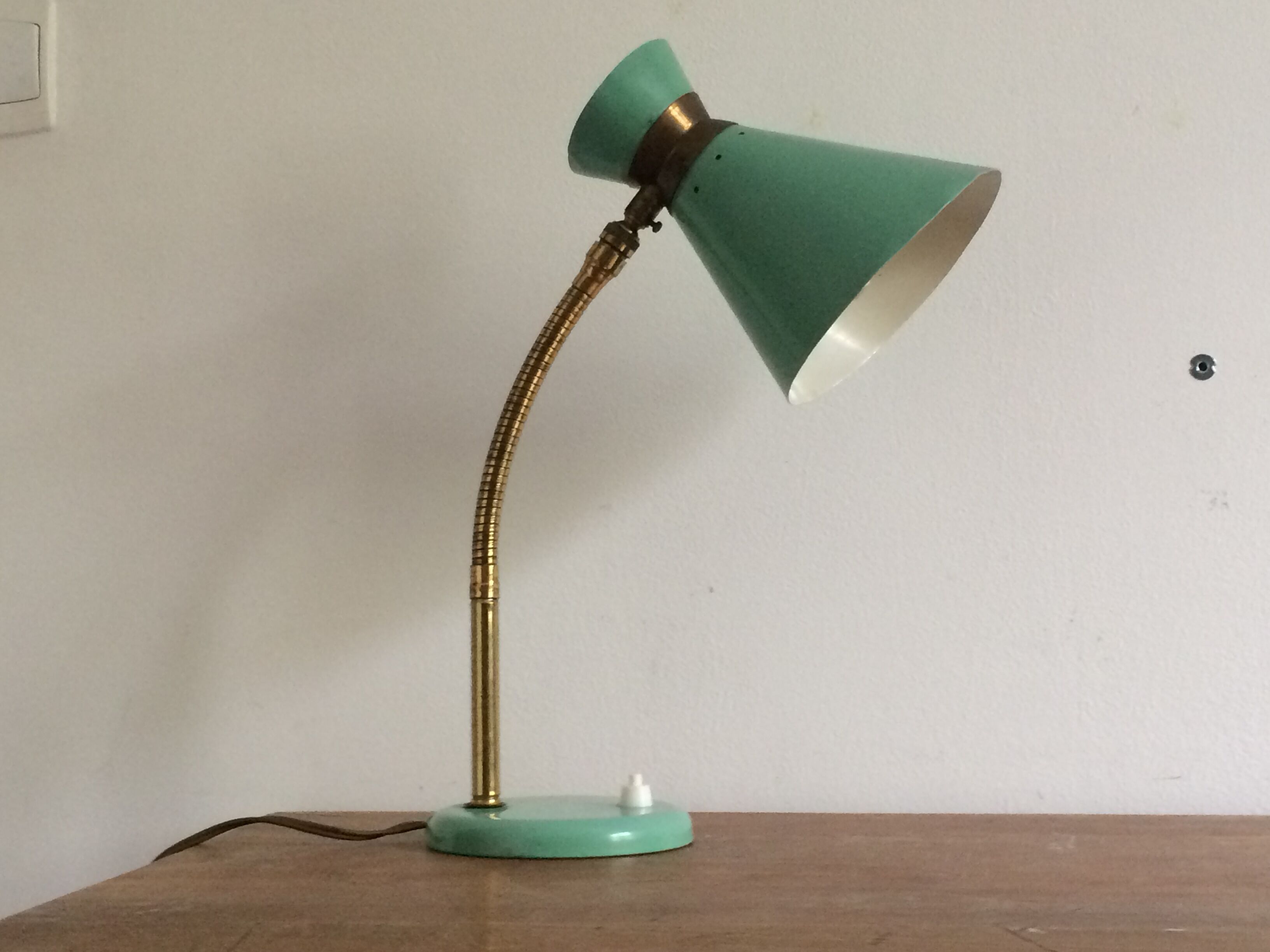 Green Diabolo casserole lamp 1950
