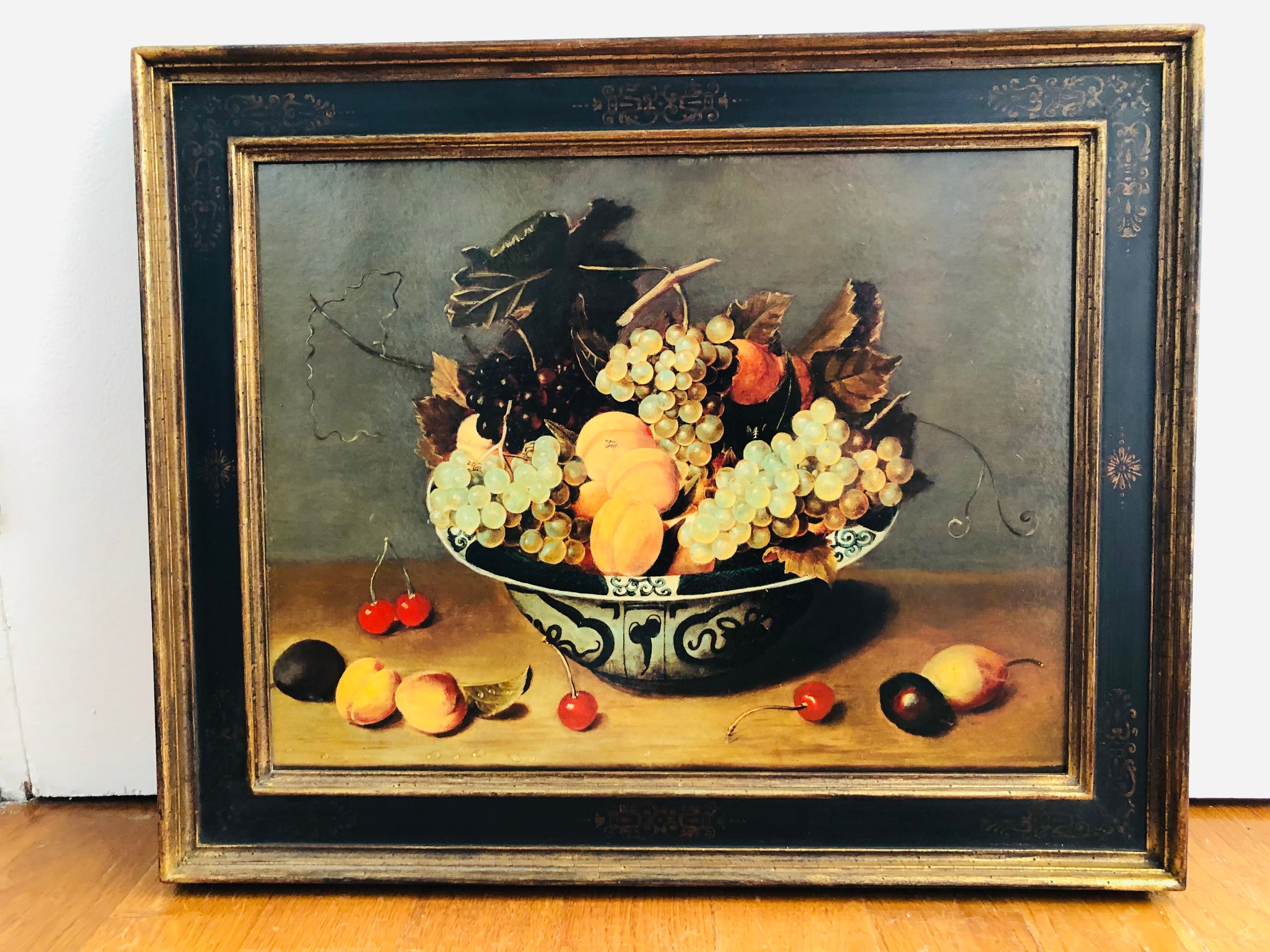 Painting: Oil on panel - still life with fruit
