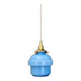 Vintage blue opaline globe pendant light