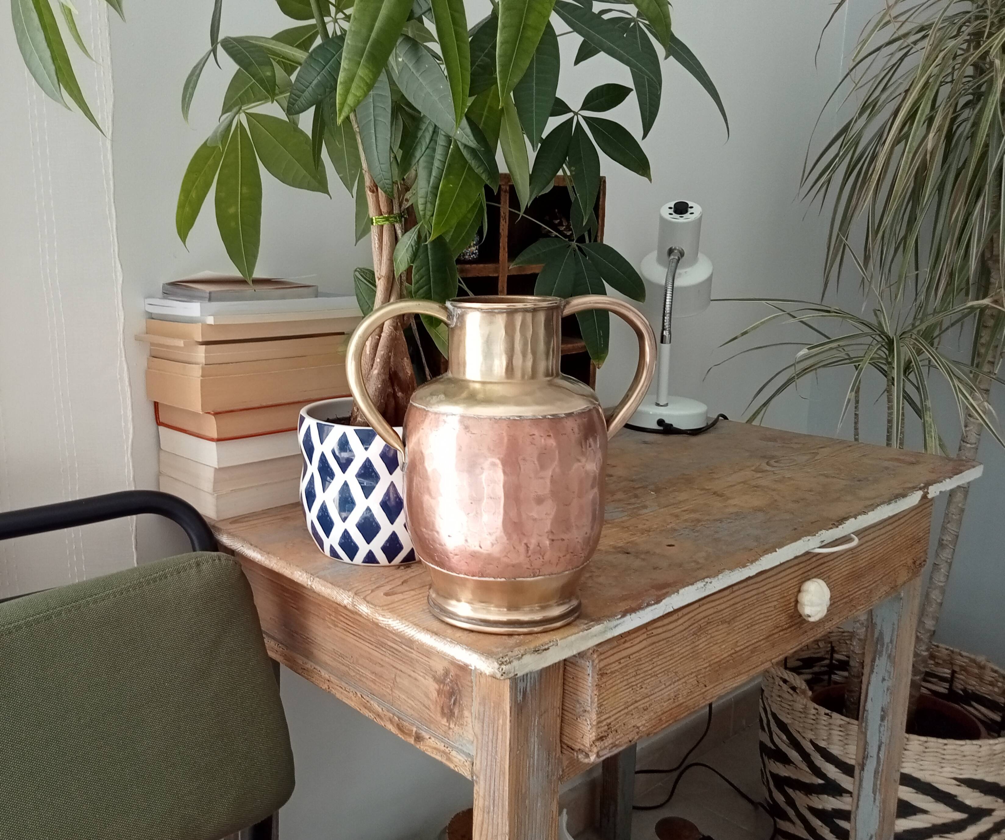 Antique amphora vase in brass and copper