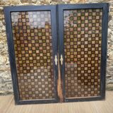 Double wood and glass closet doors