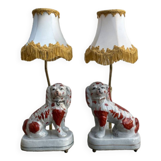 Pair of Staffordshire lamps