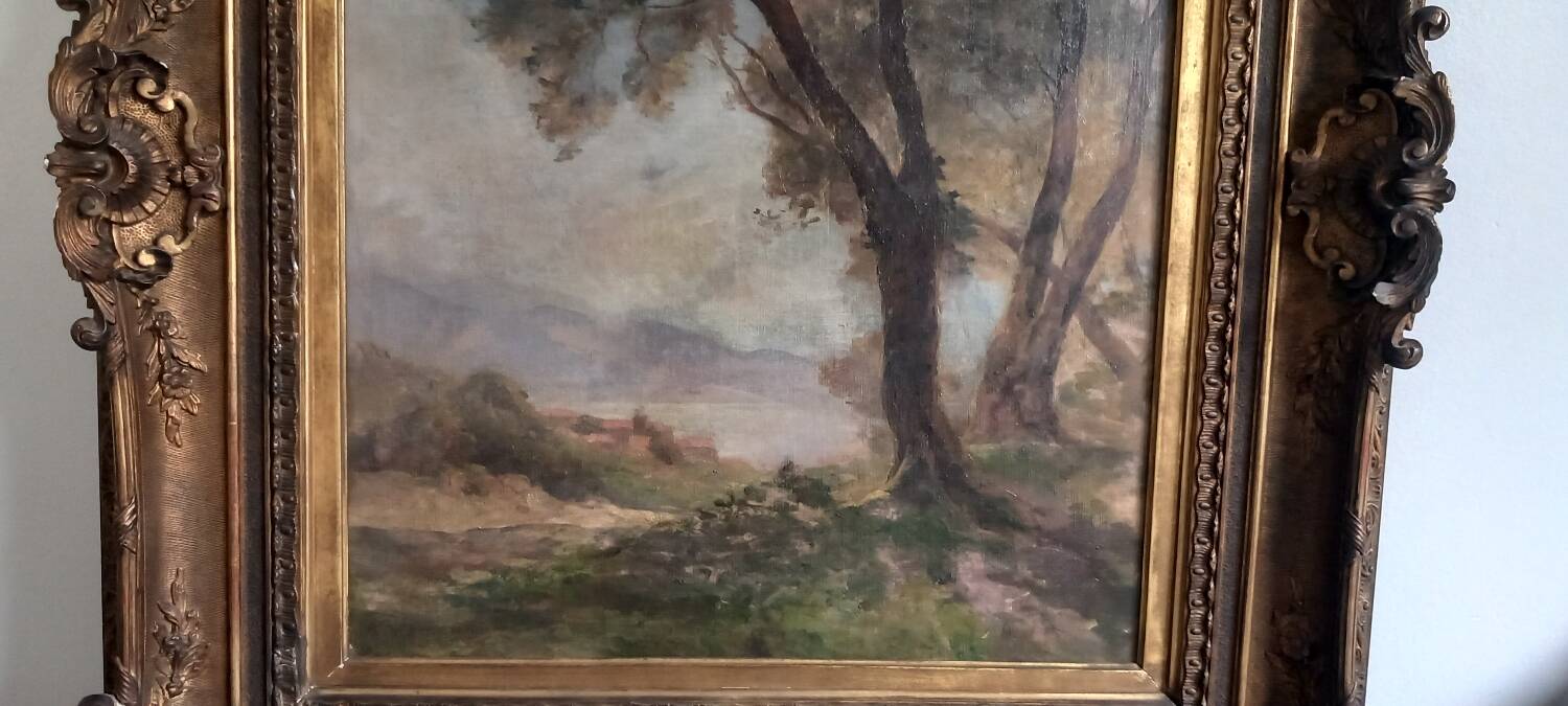 Old painting Late 19th century - R VERDUN (1873-1954) - Around the chin - 81*71.5 cms