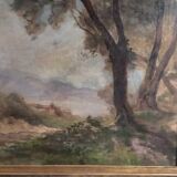 Tableau ancien fin XIXème - R Verdun (1873-1954) - Environs de Menton